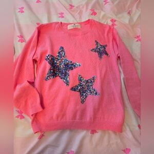 SEQUIN 3 STAR PINK H&M GIRLS SWEATER